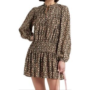 Joie Womens Essex Silk Crepe De Chine Mini Dress 2 Espresso Multi